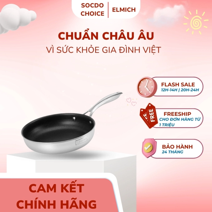Chảo Inox chống dính dập nguyên khối Elmich EL-2430OL 3 size
