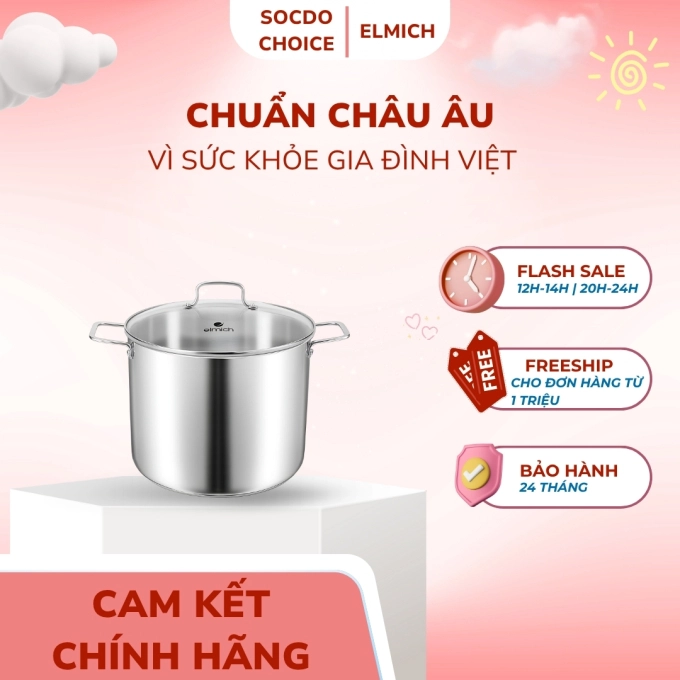 Nồi luộc gà inox 304 elmich 2 size EL-2536IN size 28,30cm